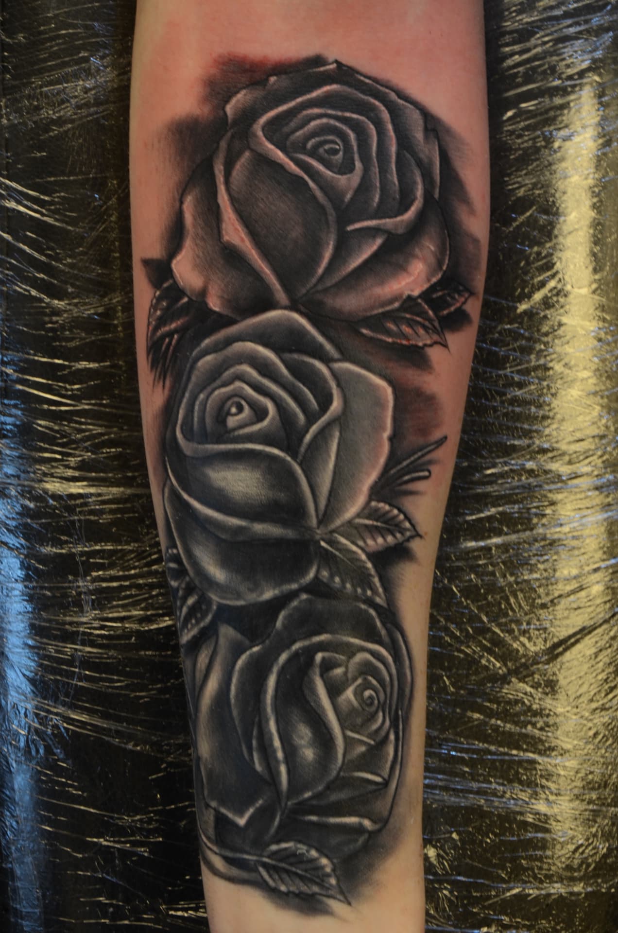 Roses en noir et gris